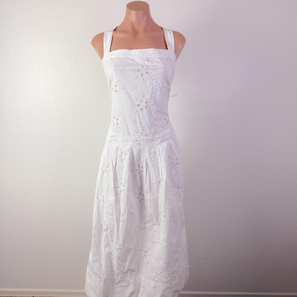 Free People Primavera Eyelet Midi Dress White Country Cottagecore Prairie L NWT - Picture 2 of 12